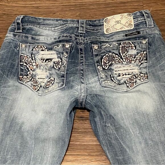 MISS ME Mid Rise Easy Boot Embellished  Denim Jeans Blue Style JE8607ER Size 30 - Picture 12 of 14